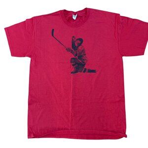 Budweiser Red Hockey Player Graphic T-Shirt By Jerzees L 100% Cotton